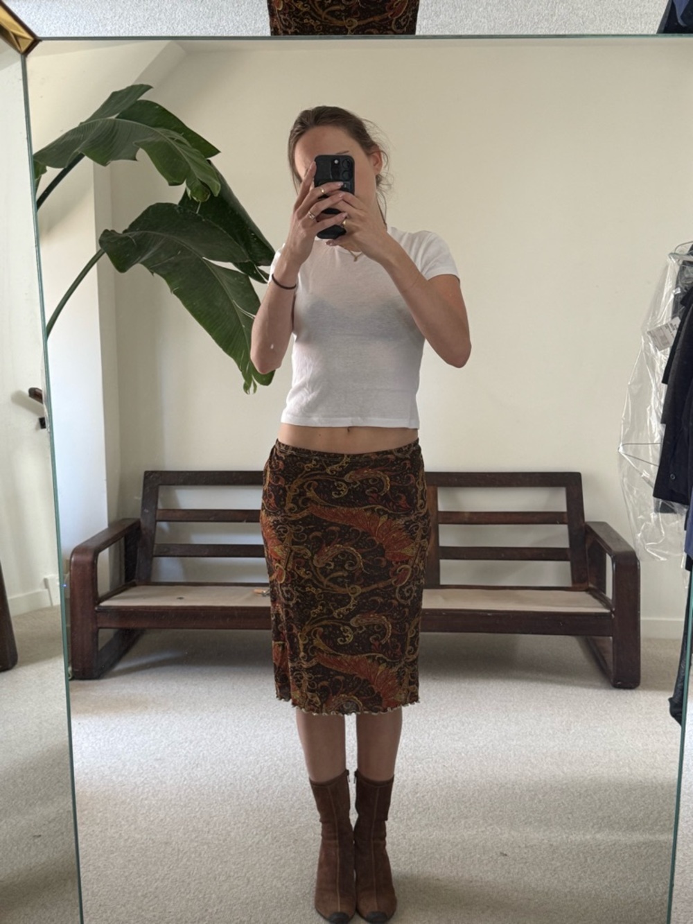 Paisley Midi Skirt - Brown Multi
